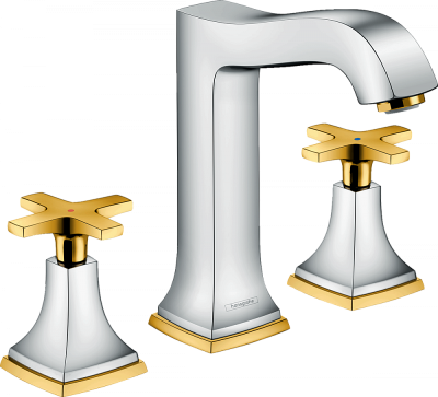 HANSGROHE Metropol Classic Смеситель для раковины на 3 отверстия, ручки крестики Цвет: Хром, золото 
