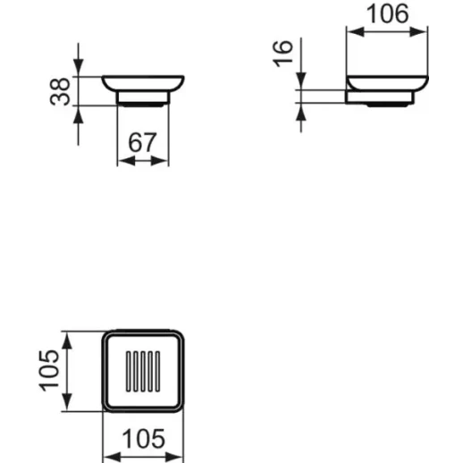 IDEAL STANDARD Conca мыльница с держателем, настенная. квадрат, матовое стекло, 105x106x38мм, цвет: Brushed Gold